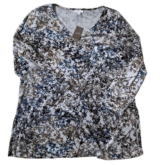 J Jill lightweight v-neck pullover shirt soft velvet top size LP Large Petite - Picture 3 of 12